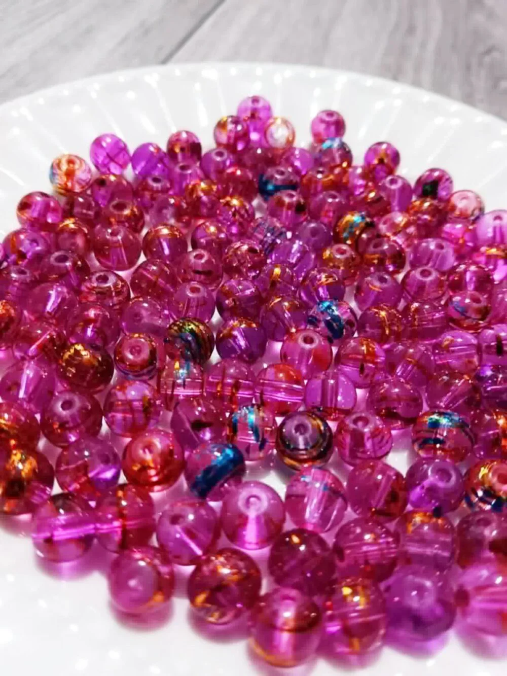 Bulk Lot of 8mm Popping Pink Abstract Glass Beads